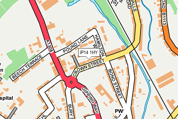 IP14 1HY map - OS OpenMap – Local (Ordnance Survey)
