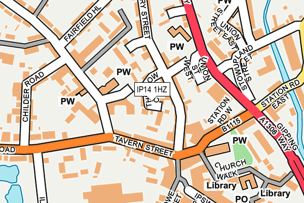 IP14 1HZ map - OS OpenMap – Local (Ordnance Survey)