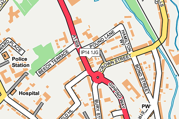 IP14 1JG map - OS OpenMap – Local (Ordnance Survey)