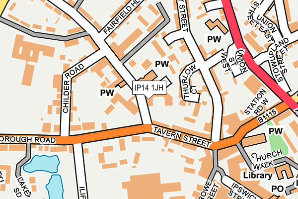 IP14 1JH map - OS OpenMap – Local (Ordnance Survey)