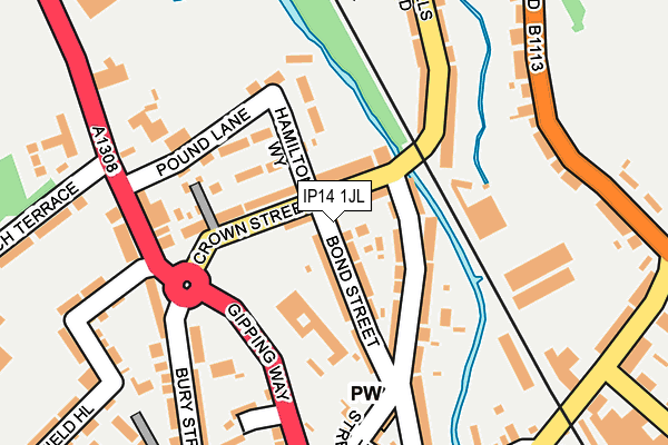 IP14 1JL map - OS OpenMap – Local (Ordnance Survey)