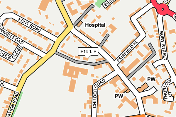 IP14 1JP map - OS OpenMap – Local (Ordnance Survey)