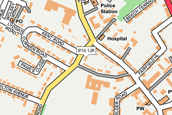 IP14 1JR map - OS OpenMap – Local (Ordnance Survey)