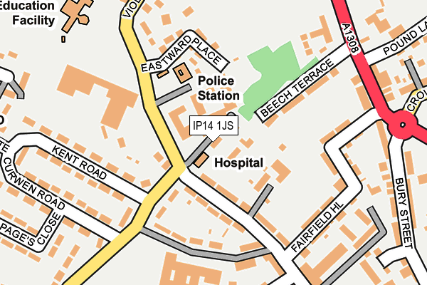 IP14 1JS map - OS OpenMap – Local (Ordnance Survey)