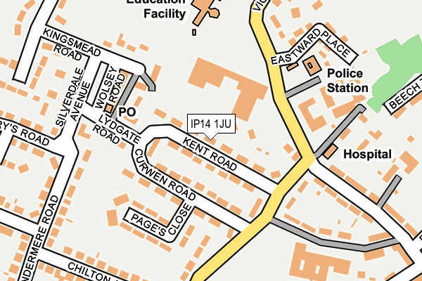 IP14 1JU map - OS OpenMap – Local (Ordnance Survey)