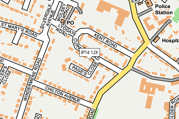 IP14 1JX map - OS OpenMap – Local (Ordnance Survey)