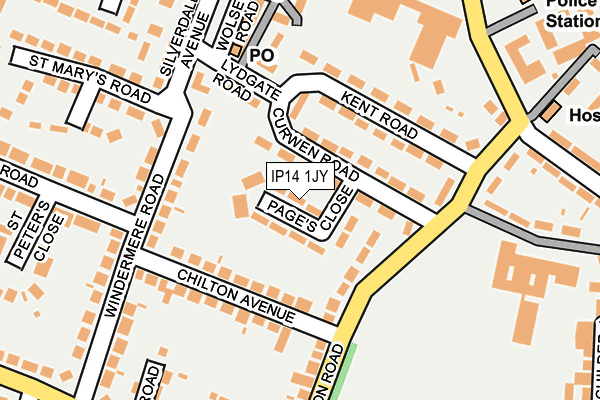 IP14 1JY map - OS OpenMap – Local (Ordnance Survey)