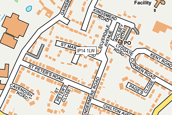 IP14 1LW map - OS OpenMap – Local (Ordnance Survey)