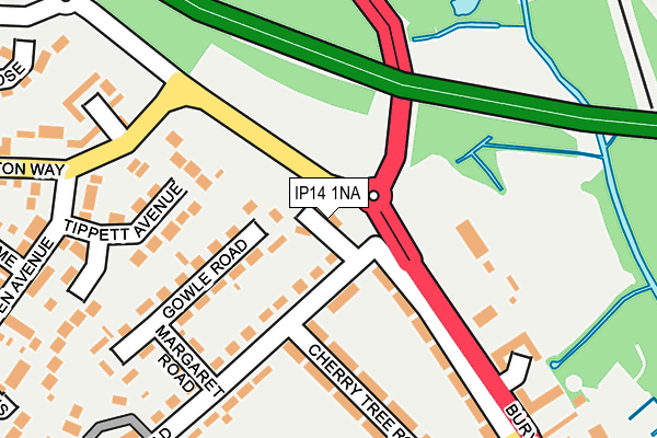 IP14 1NA map - OS OpenMap – Local (Ordnance Survey)