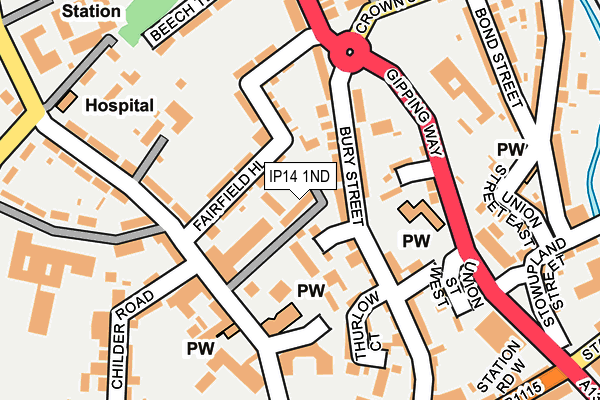 IP14 1ND map - OS OpenMap – Local (Ordnance Survey)