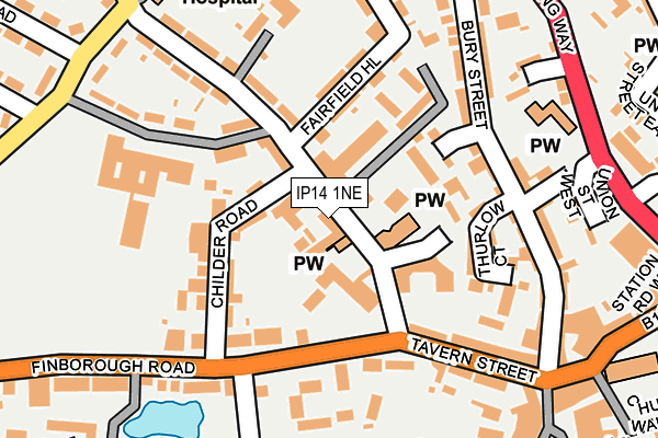 IP14 1NE map - OS OpenMap – Local (Ordnance Survey)