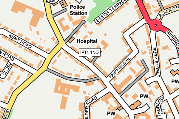 IP14 1NQ map - OS OpenMap – Local (Ordnance Survey)