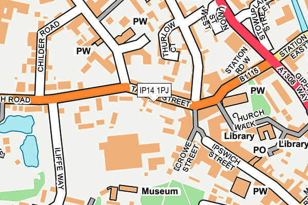 IP14 1PJ map - OS OpenMap – Local (Ordnance Survey)
