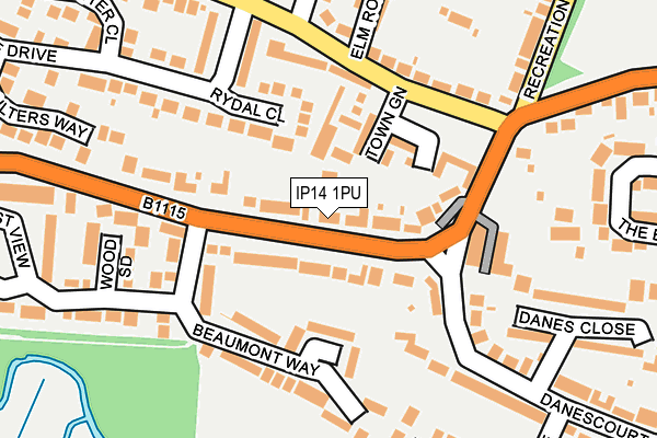 IP14 1PU map - OS OpenMap – Local (Ordnance Survey)