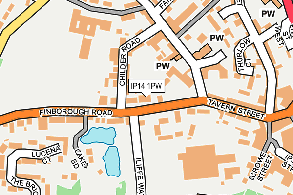 IP14 1PW map - OS OpenMap – Local (Ordnance Survey)