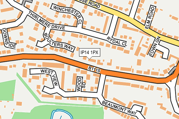 IP14 1PX map - OS OpenMap – Local (Ordnance Survey)