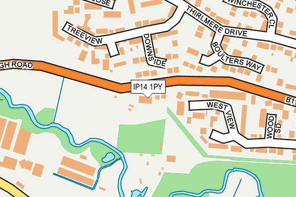 IP14 1PY map - OS OpenMap – Local (Ordnance Survey)