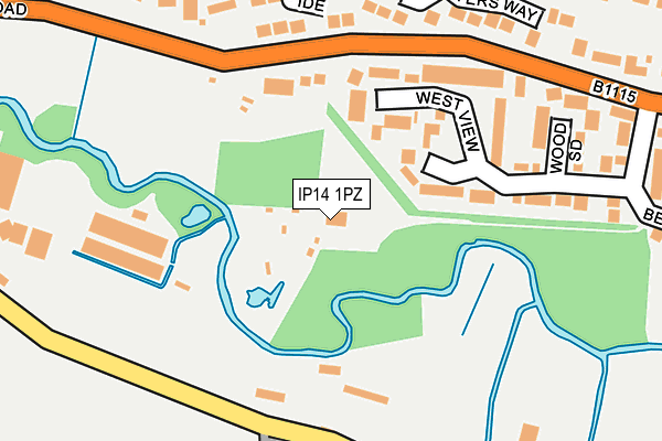 IP14 1PZ map - OS OpenMap – Local (Ordnance Survey)