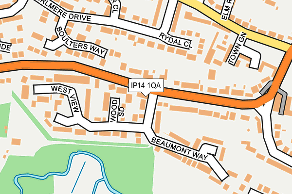 IP14 1QA map - OS OpenMap – Local (Ordnance Survey)