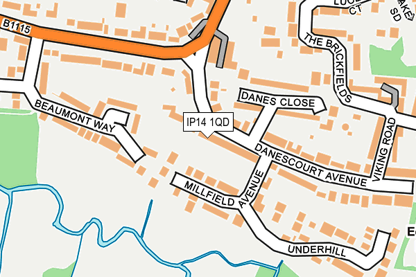IP14 1QD map - OS OpenMap – Local (Ordnance Survey)