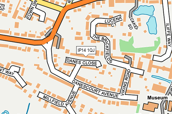 IP14 1QJ map - OS OpenMap – Local (Ordnance Survey)