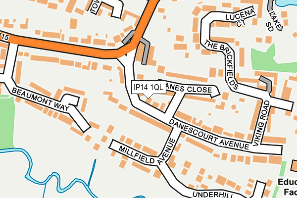 IP14 1QL map - OS OpenMap – Local (Ordnance Survey)