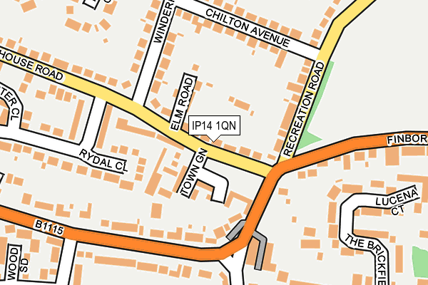 IP14 1QN map - OS OpenMap – Local (Ordnance Survey)