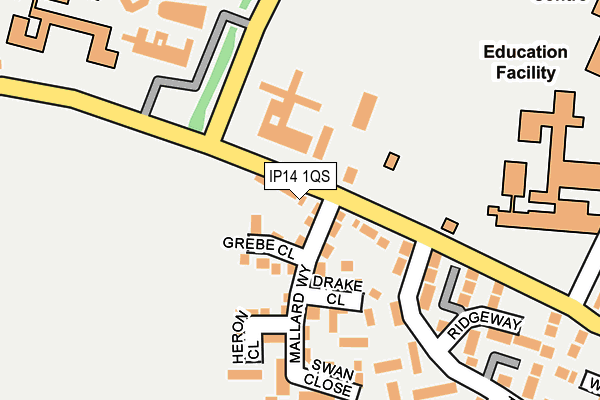 IP14 1QS map - OS OpenMap – Local (Ordnance Survey)