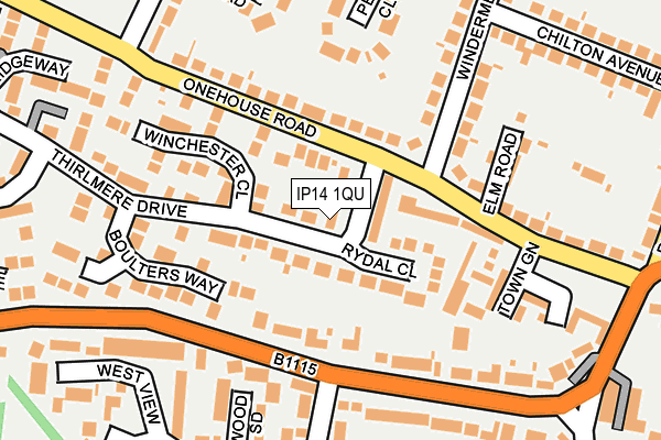 IP14 1QU map - OS OpenMap – Local (Ordnance Survey)