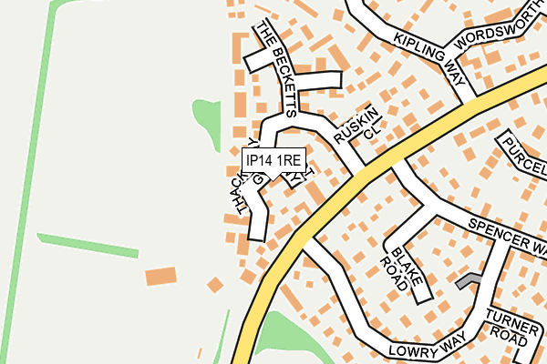 IP14 1RE map - OS OpenMap – Local (Ordnance Survey)