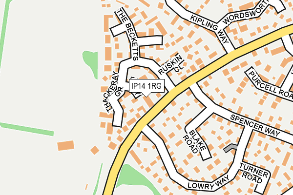 IP14 1RG map - OS OpenMap – Local (Ordnance Survey)