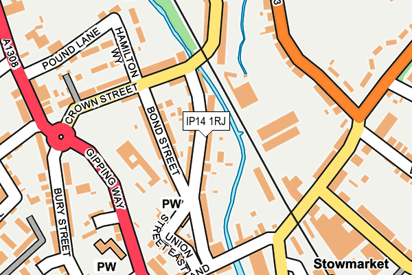 IP14 1RJ map - OS OpenMap – Local (Ordnance Survey)