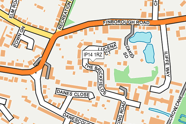 IP14 1RZ map - OS OpenMap – Local (Ordnance Survey)