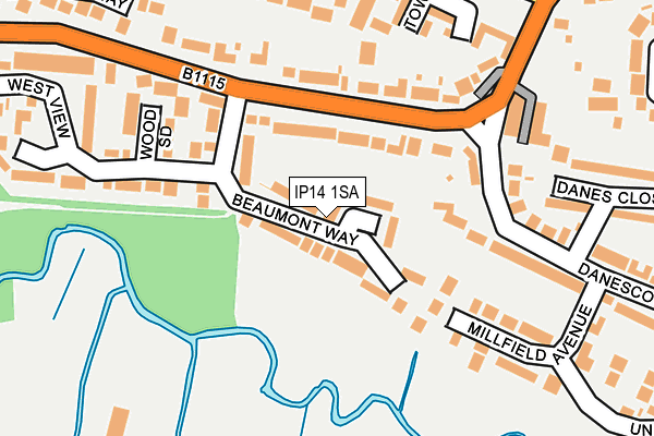 IP14 1SA map - OS OpenMap – Local (Ordnance Survey)