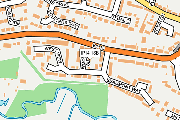 IP14 1SB map - OS OpenMap – Local (Ordnance Survey)