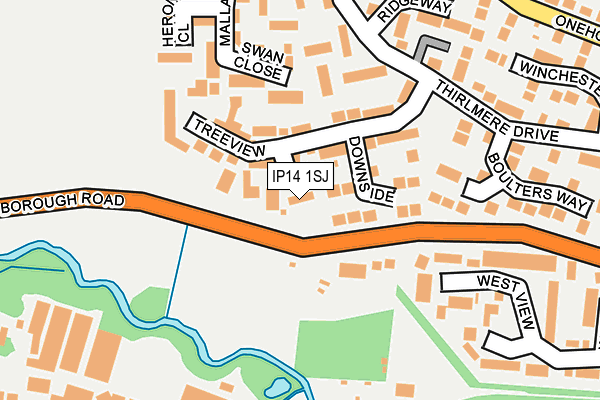 IP14 1SJ map - OS OpenMap – Local (Ordnance Survey)