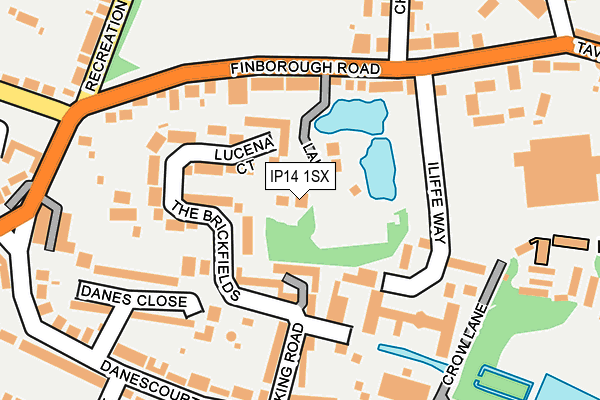 IP14 1SX map - OS OpenMap – Local (Ordnance Survey)