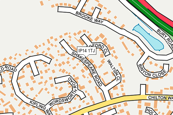 IP14 1TJ map - OS OpenMap – Local (Ordnance Survey)