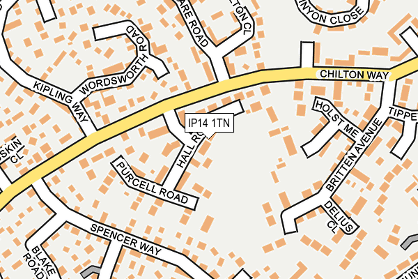 IP14 1TN map - OS OpenMap – Local (Ordnance Survey)