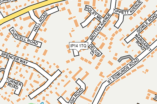 IP14 1TQ map - OS OpenMap – Local (Ordnance Survey)