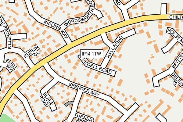 IP14 1TW map - OS OpenMap – Local (Ordnance Survey)