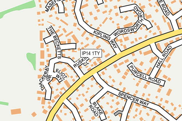 IP14 1TY map - OS OpenMap – Local (Ordnance Survey)