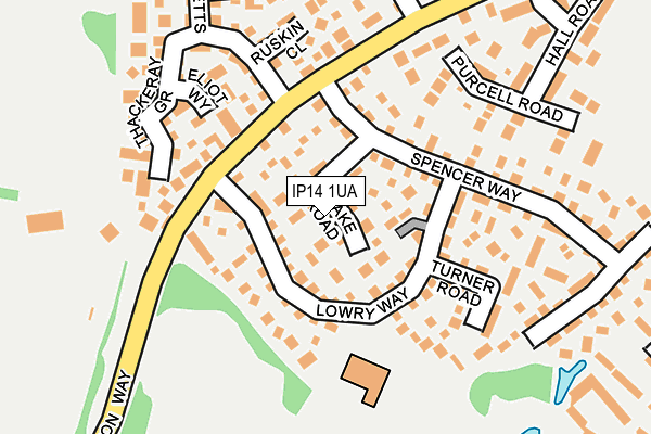 IP14 1UA map - OS OpenMap – Local (Ordnance Survey)