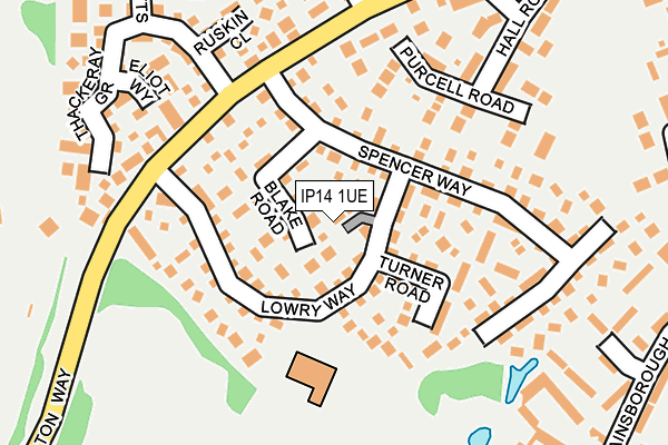 IP14 1UE map - OS OpenMap – Local (Ordnance Survey)