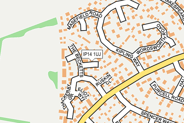 IP14 1UJ map - OS OpenMap – Local (Ordnance Survey)
