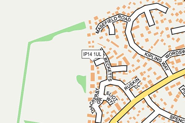 IP14 1UL map - OS OpenMap – Local (Ordnance Survey)