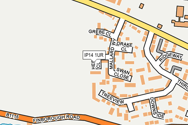 IP14 1UR map - OS OpenMap – Local (Ordnance Survey)