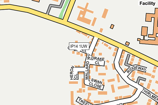 IP14 1UW map - OS OpenMap – Local (Ordnance Survey)