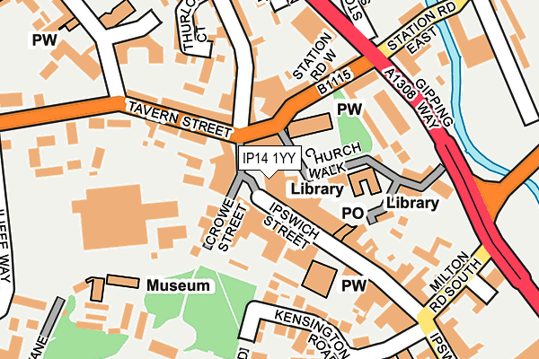 IP14 1YY map - OS OpenMap – Local (Ordnance Survey)