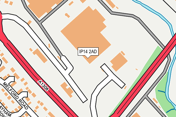 IP14 2AD map - OS OpenMap – Local (Ordnance Survey)